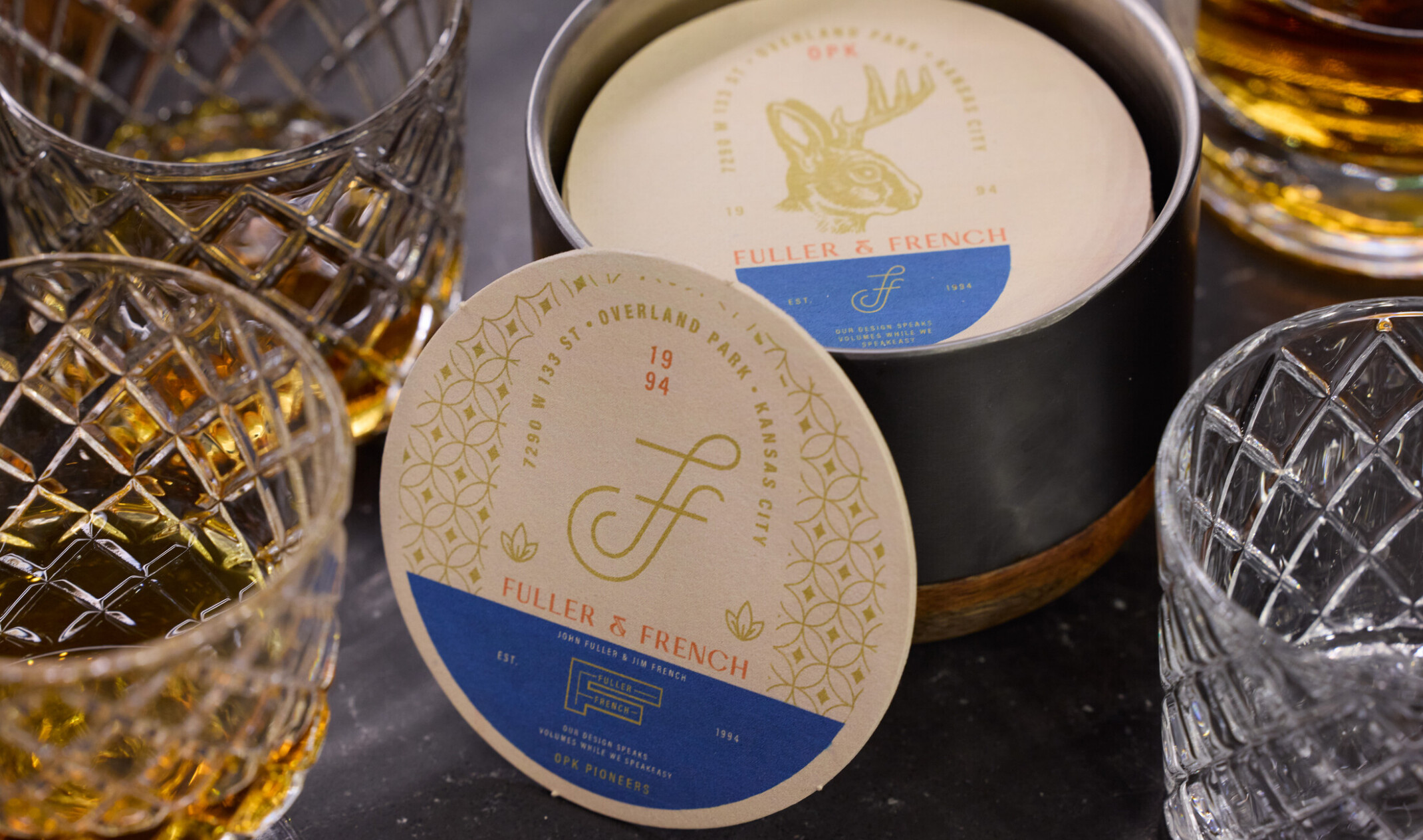 Elaborately designed coaster featuring names 