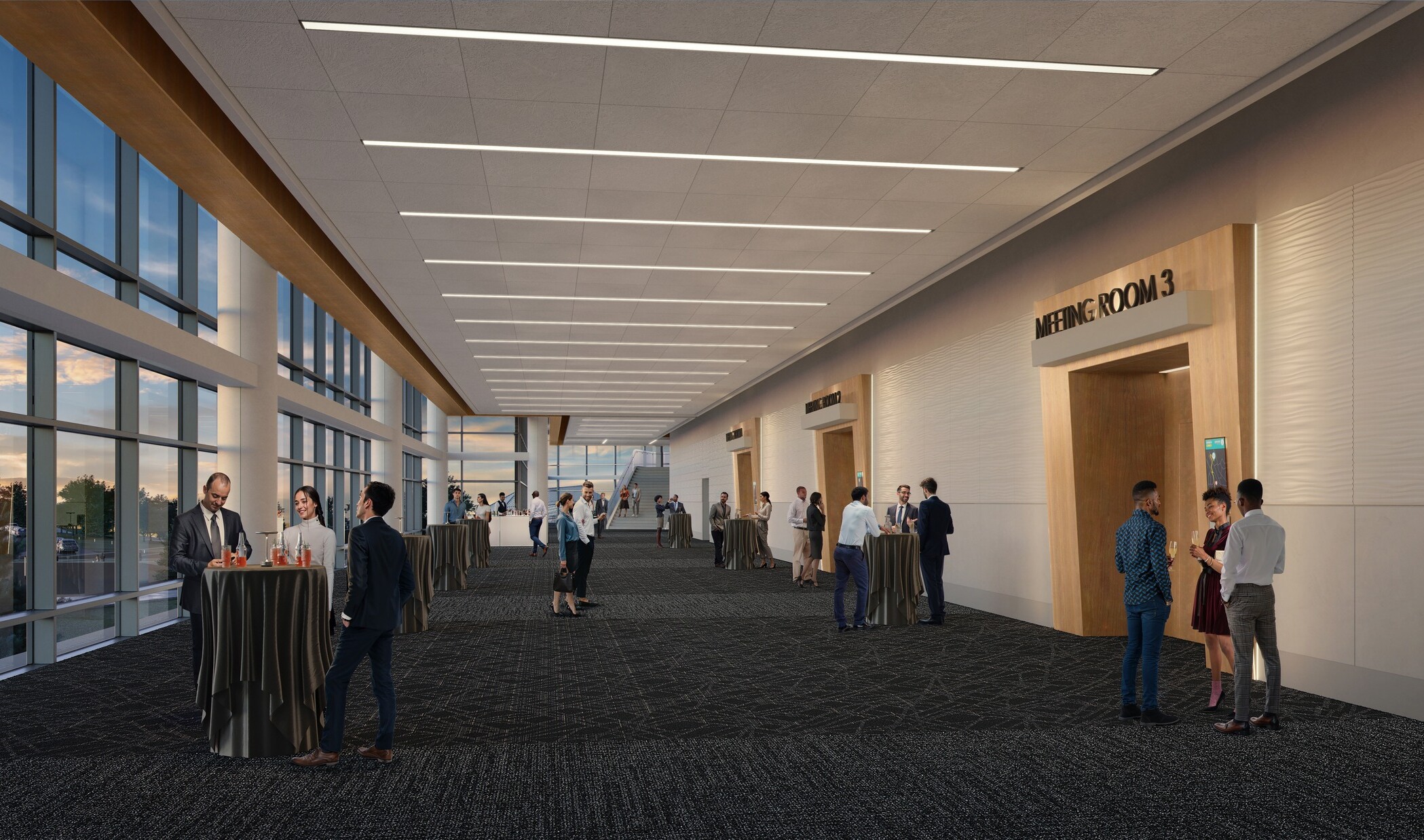interior rendering of rendering of CHI Health Center Omaha Arena-Convention Center; conference room hallway