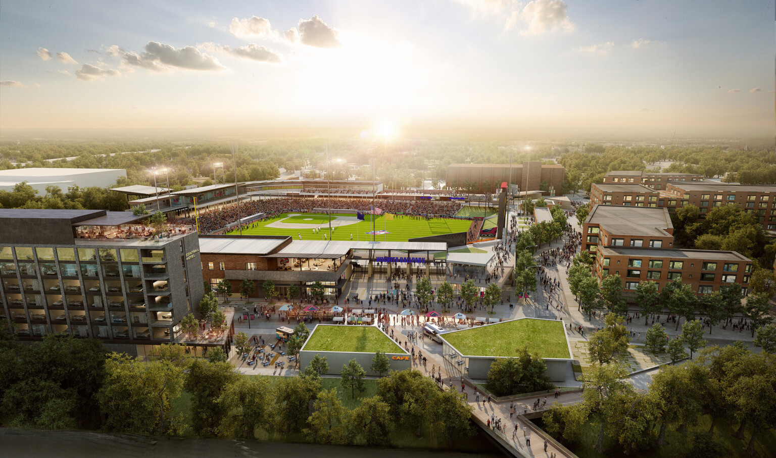 Design concept for the urban development, the Equity Bank Park Mixed-Use Development; mixed-use development to bolster cultural districts Design concept for the urban development, the Equity Bank Park Mixed-Use Development; mixed-use development to bolster cultural districts