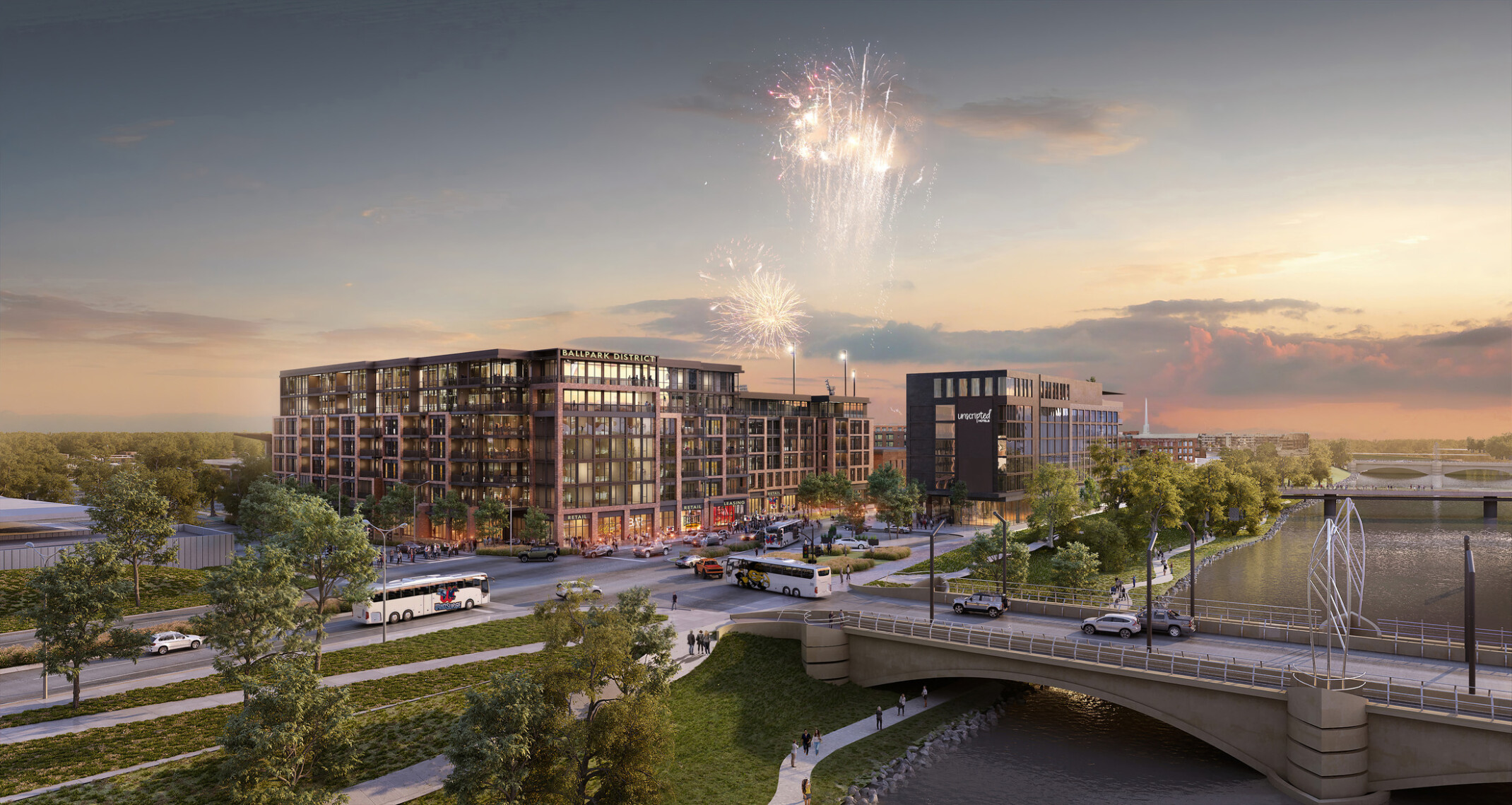 Design concept for the urban development, the Wichita Ballpark District Mixed-Use Development; mixed-use development to bolster cultural districts Design concept for the urban development, the Wichita Ballpark District Mixed-Use Development; mixed-use development to bolster cultural districts
