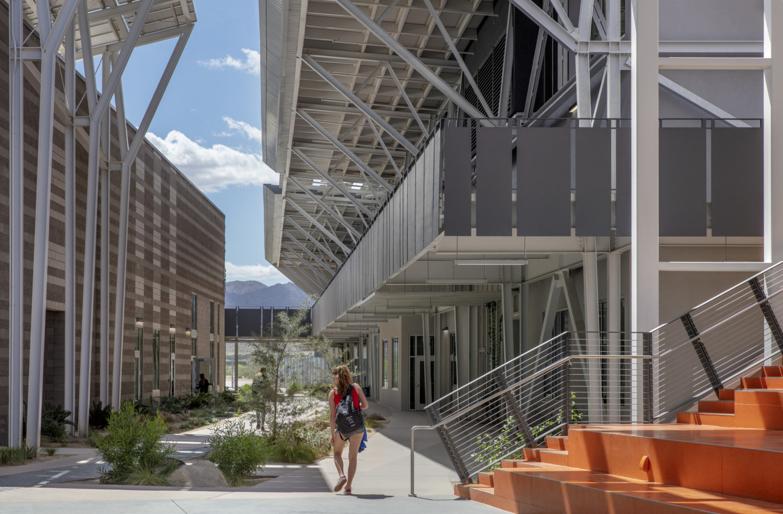 Open space between two buildings at Canyon View High School