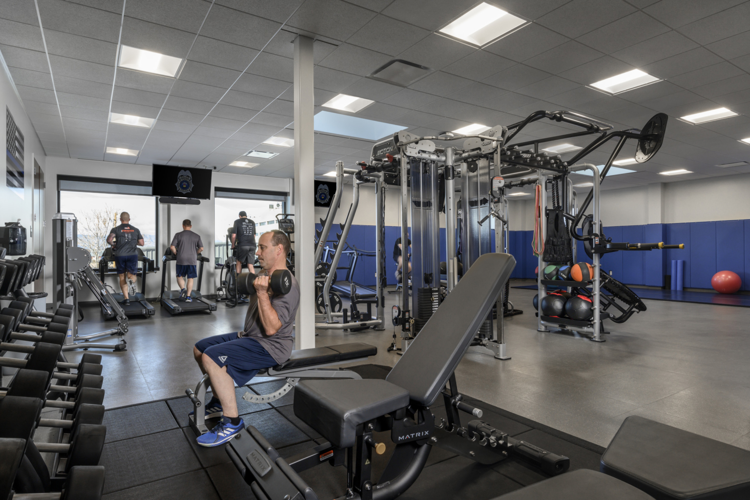 fitness room at englewood police headquarters