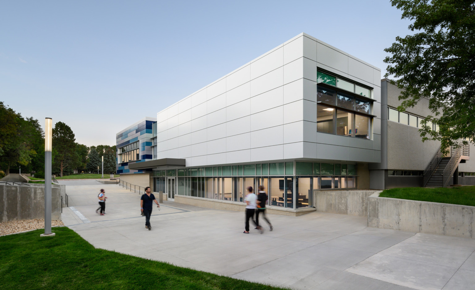 Colorado State University Pueblo Campus Center of Integrated Health and Human Inquiry building exterior viewed from corner