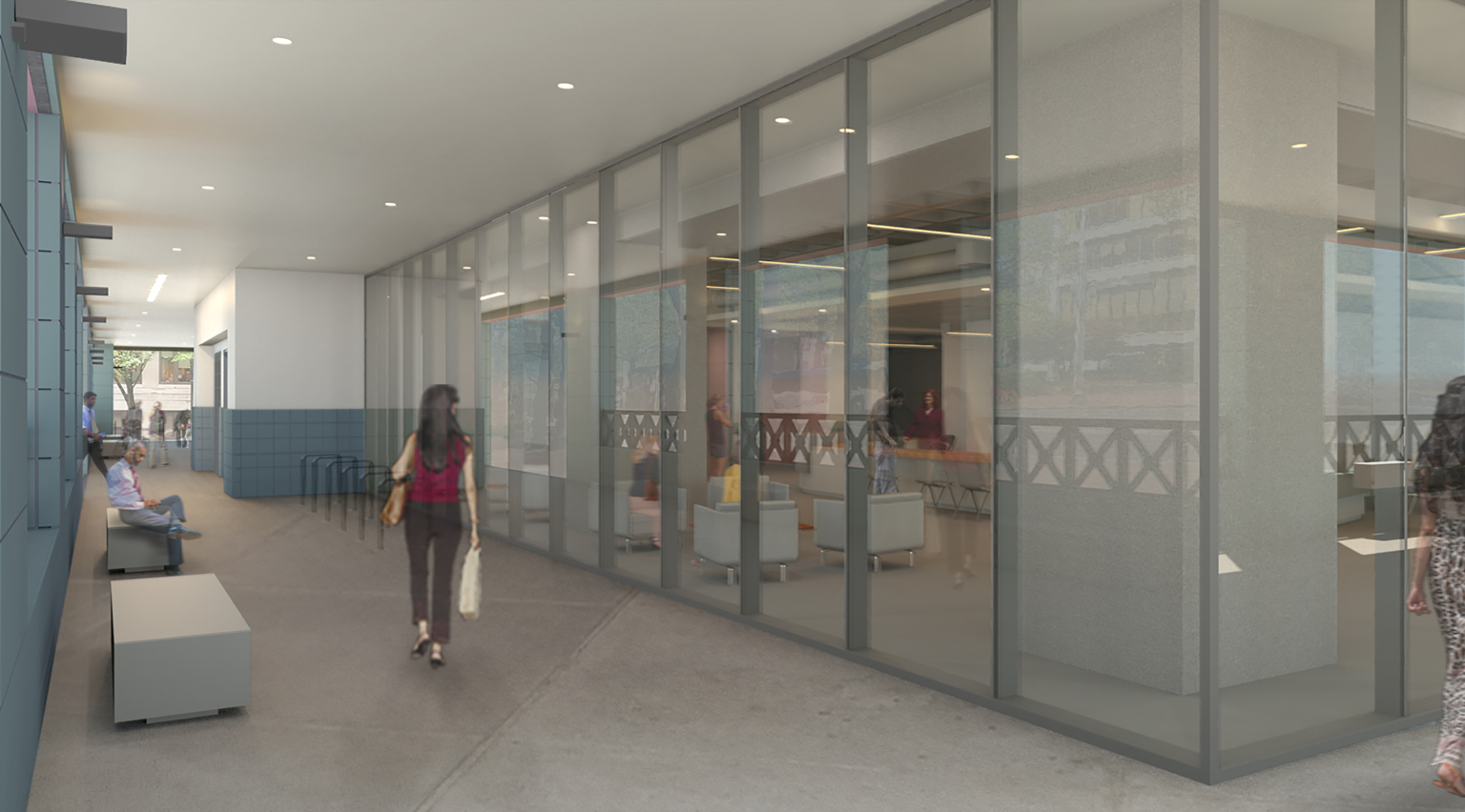 a design rendering of the portland building fourth avenue elevation wrapped in glass, portland building renovation, restoration, postmodern architecture, michael graves architecture