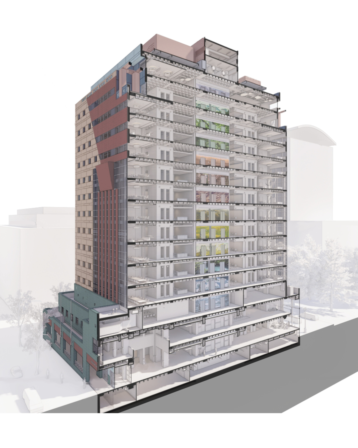 section diagram of the reconstructed Portland Building