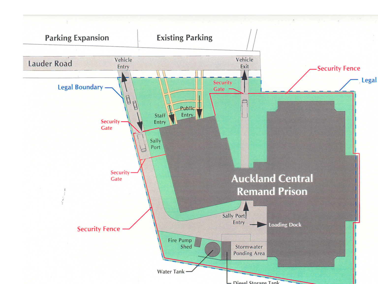 Architectural diagram of the existing site and planned improvements