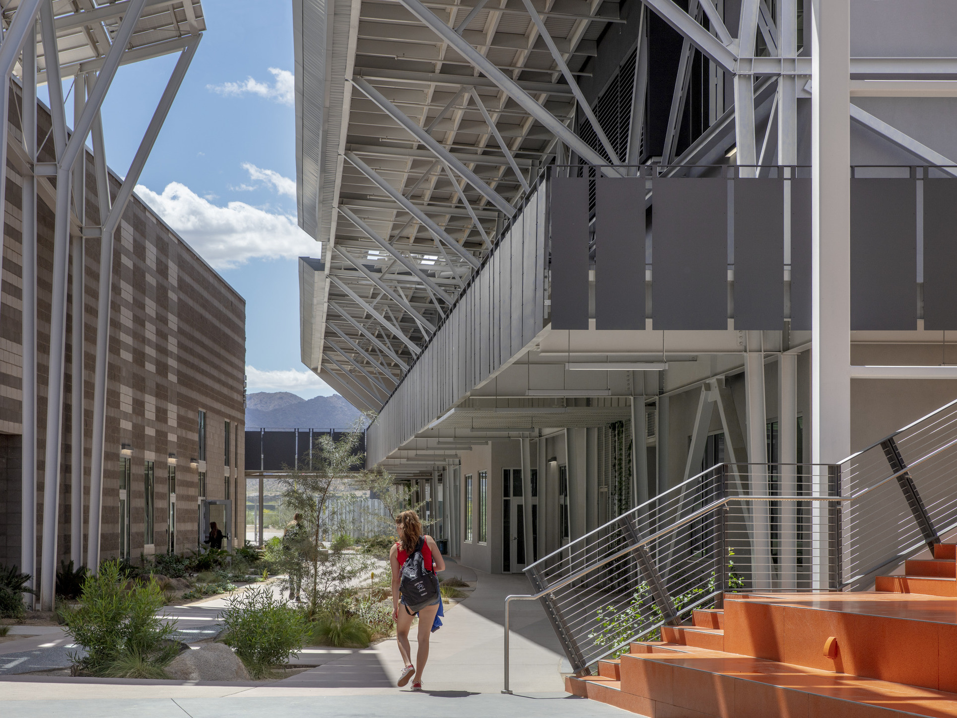 Open space between two buildings at Canyon View High School