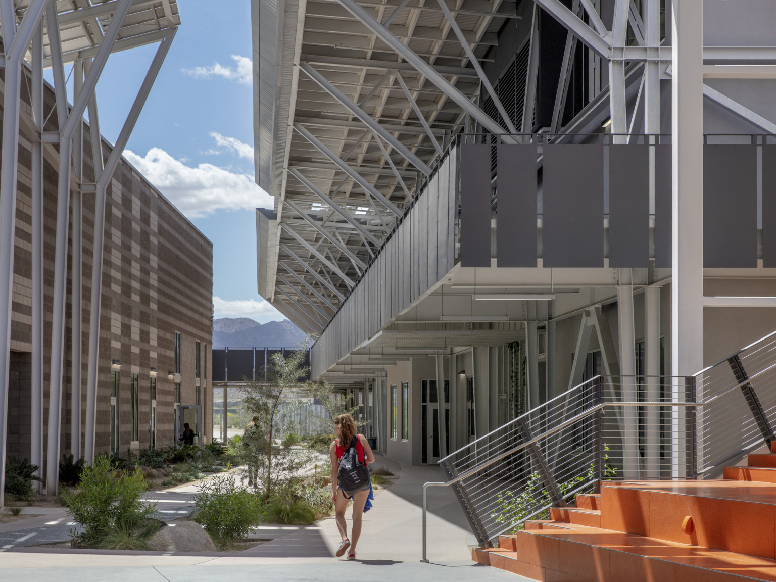 Open space between two buildings at Canyon View High School