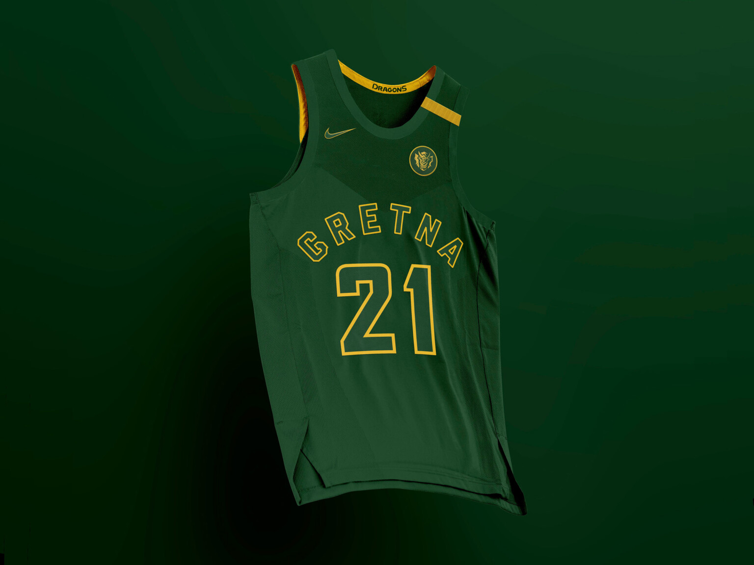 Green basketball jersey with yellow accents