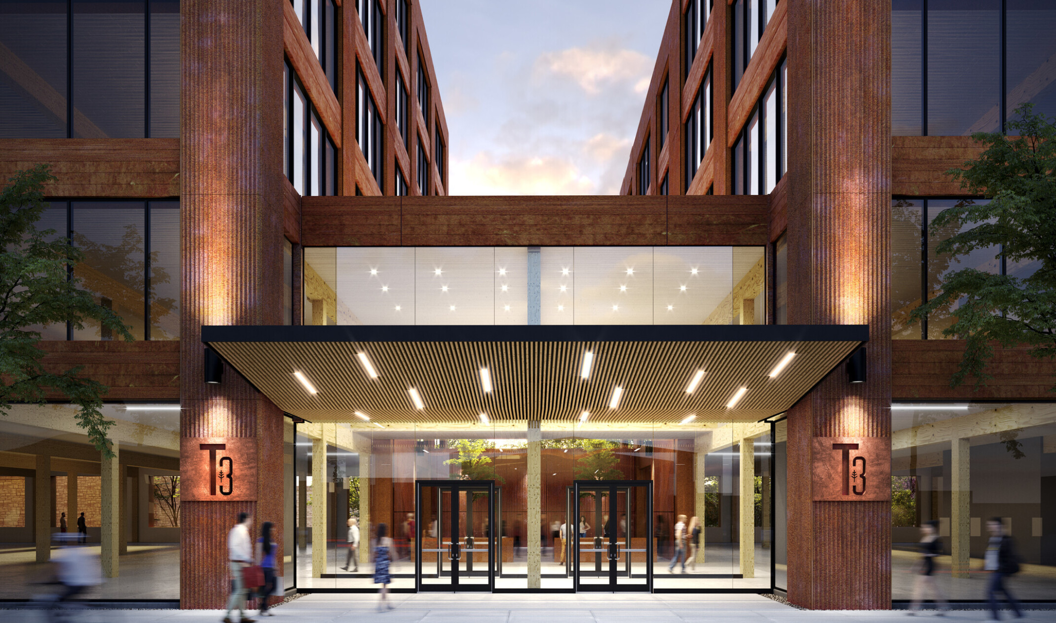 Entrance to Hines T3 Chicago Office Building