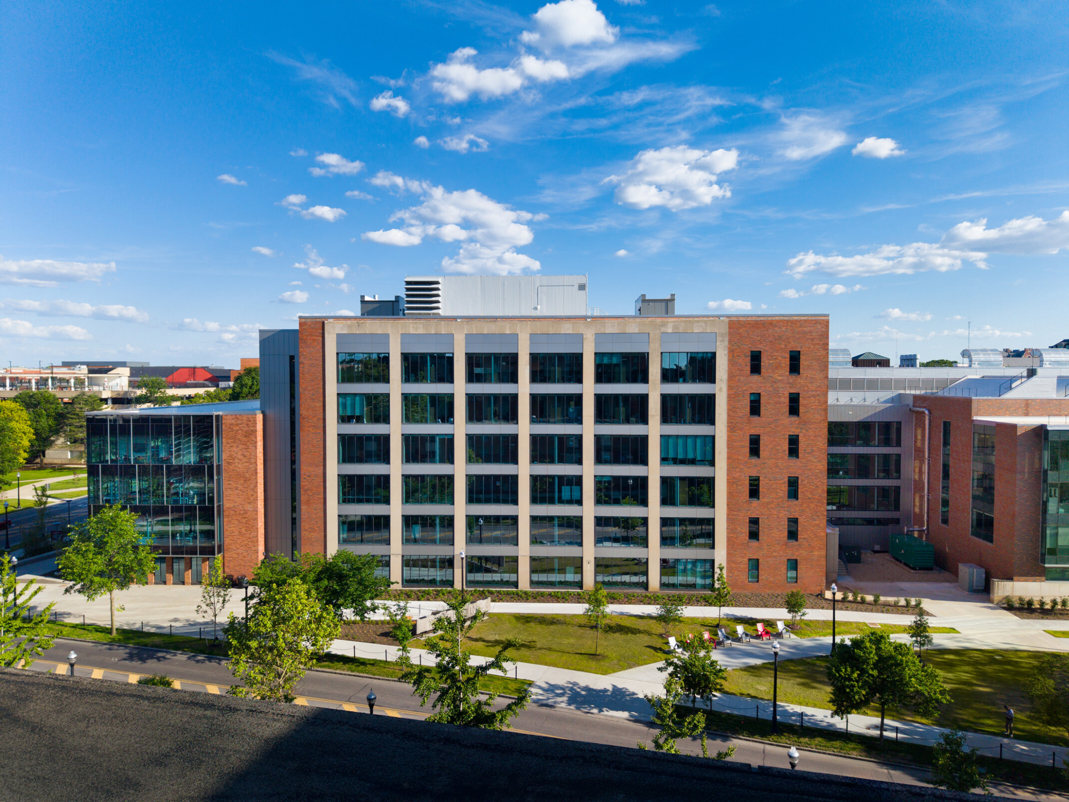 exterior of a modern building with a multi-facade treatment