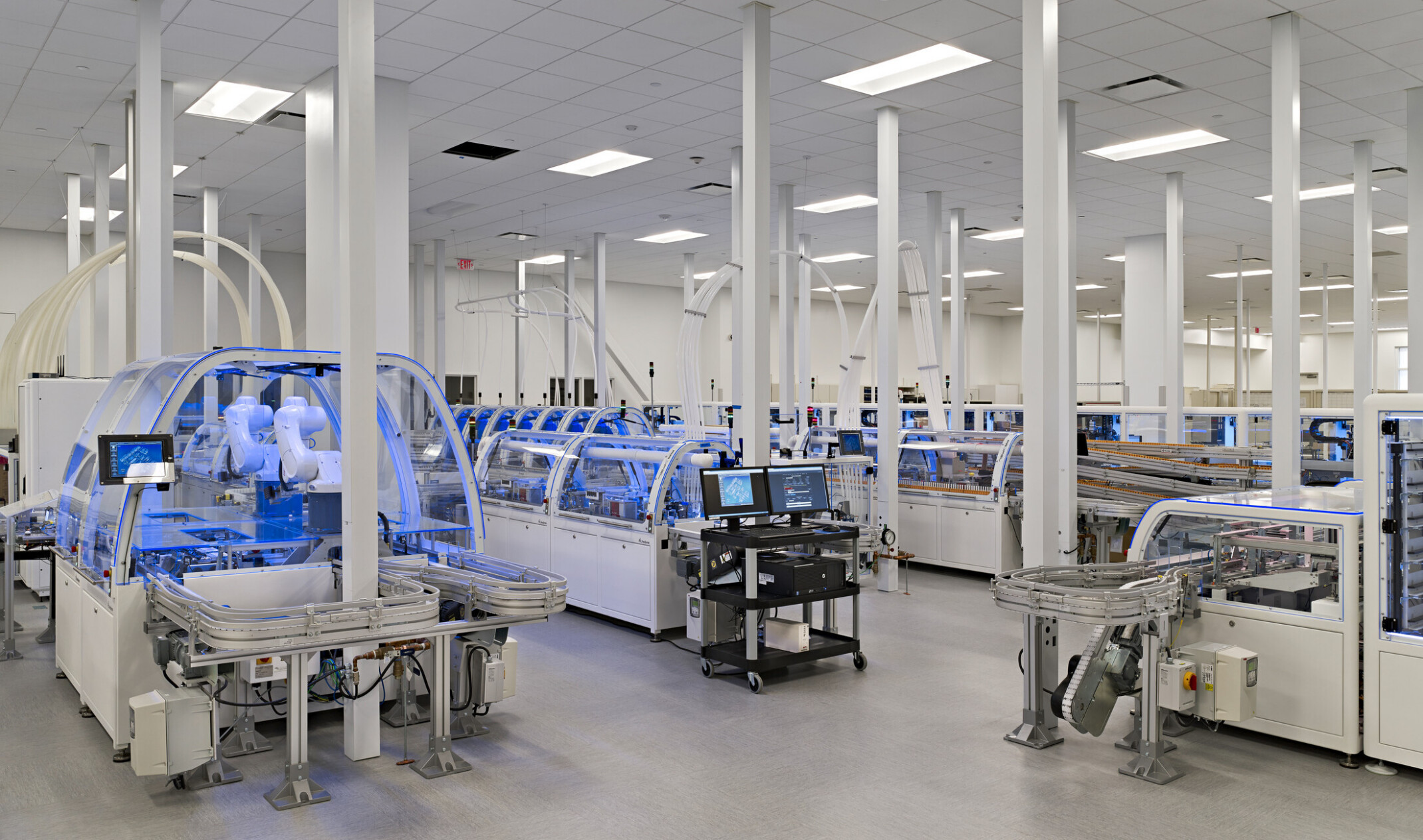 medical equipment located in a large room with white walls