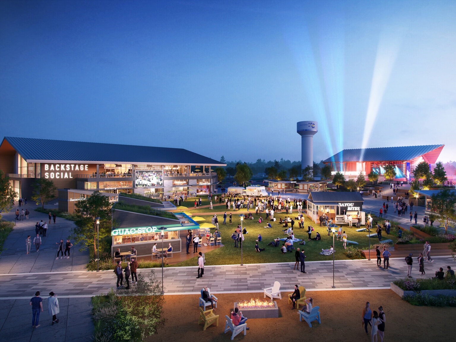 Design concept for the urban development, the Valley Ranch Entertainment District Mixed-Use Development; mixed-use development to bolster cultural districts