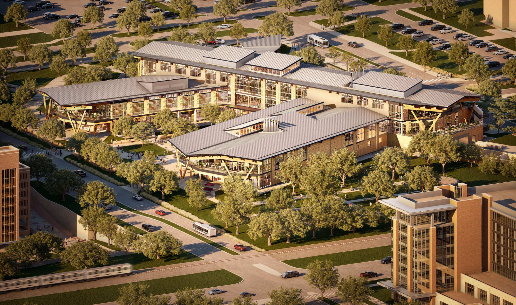 Texas A&M University Aplin Center aerial architectural rendering