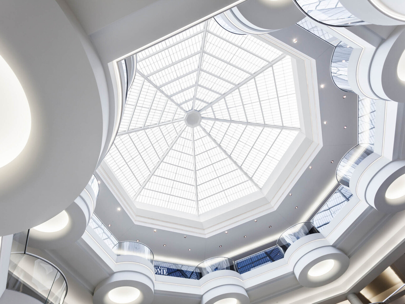 octagonal skylight with circular lights around it