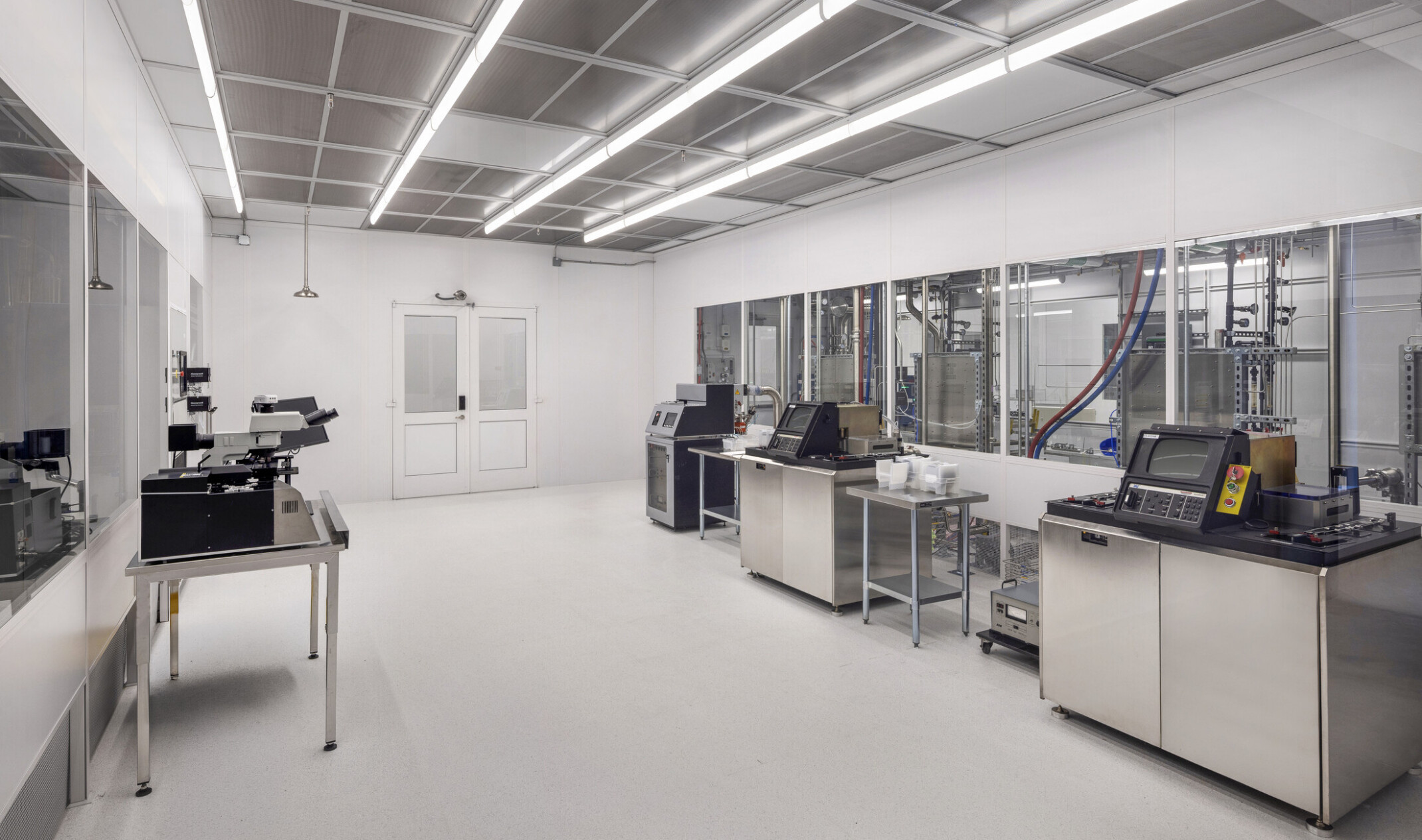 interior technical lab space with stations and specialized machinery