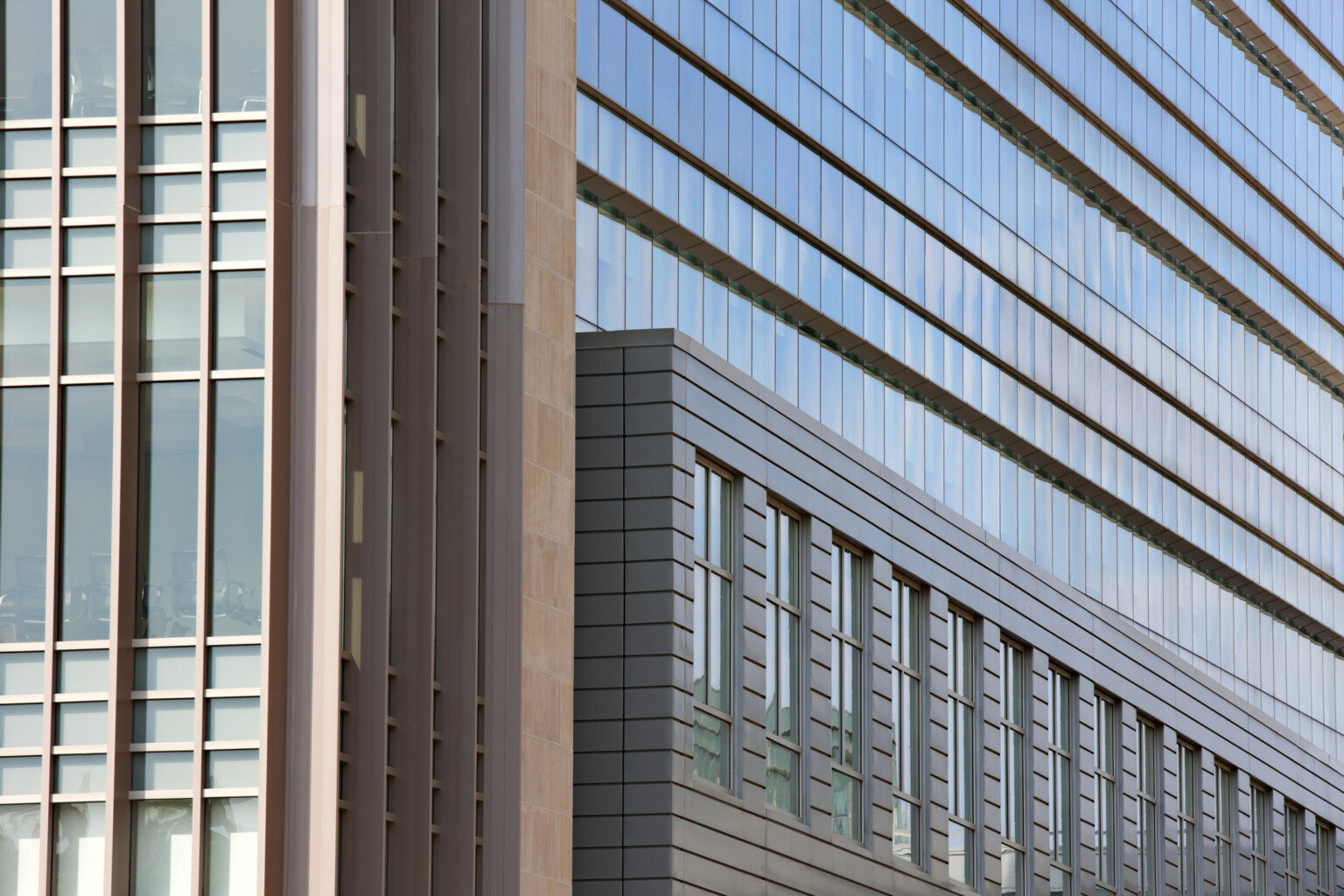 exterior image of the Duke Medicine Cancer Center windows; close up shot highlighting healthcare architecture