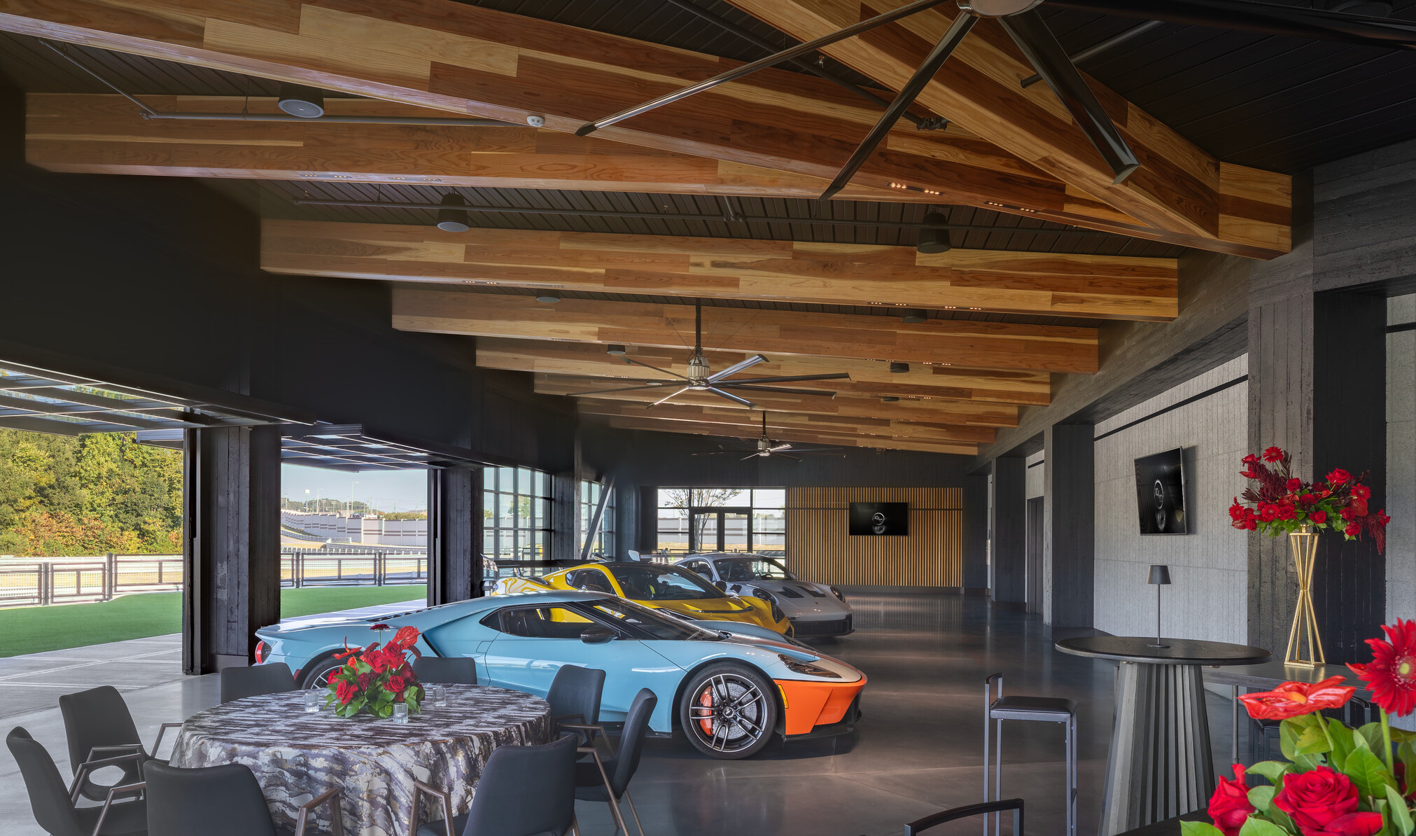 modern luxury sports car garage