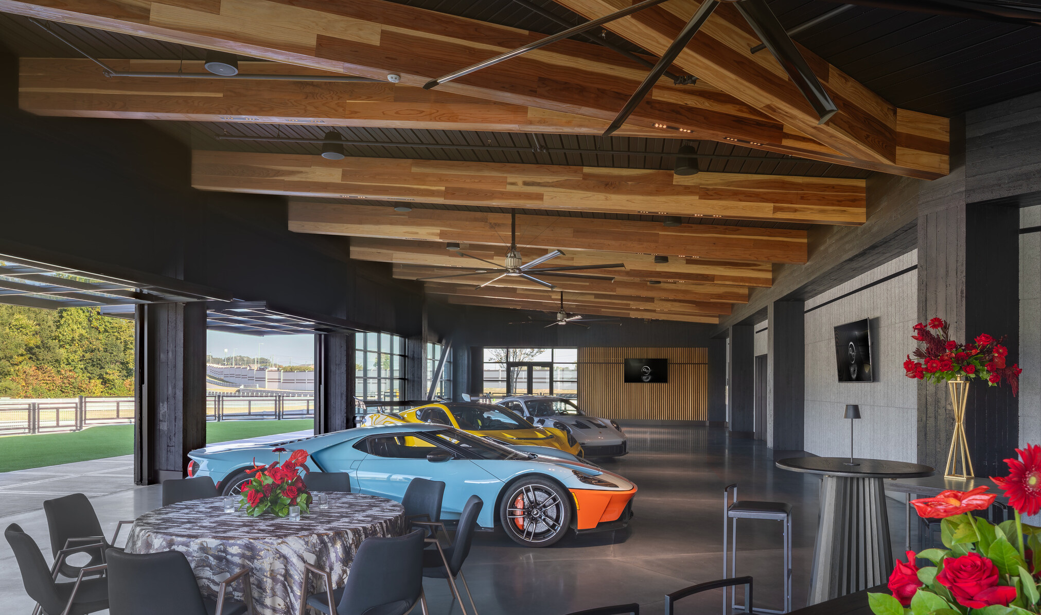 modern luxury sports car garage