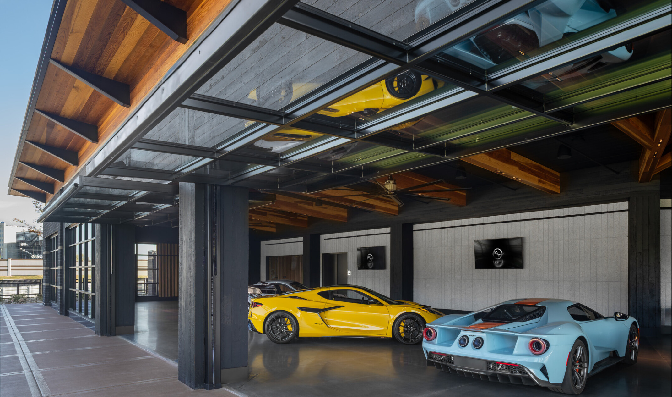 modern luxury sports car garage