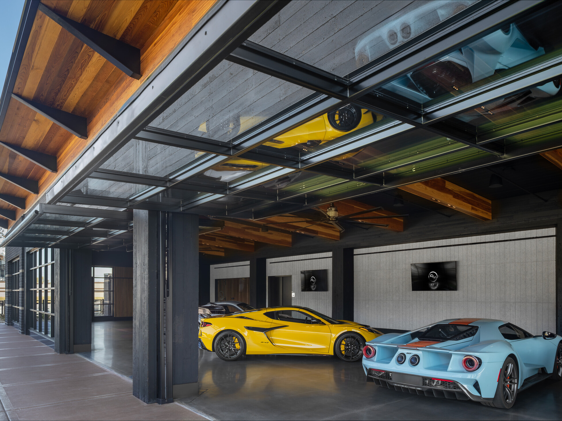 modern luxury sports car garage