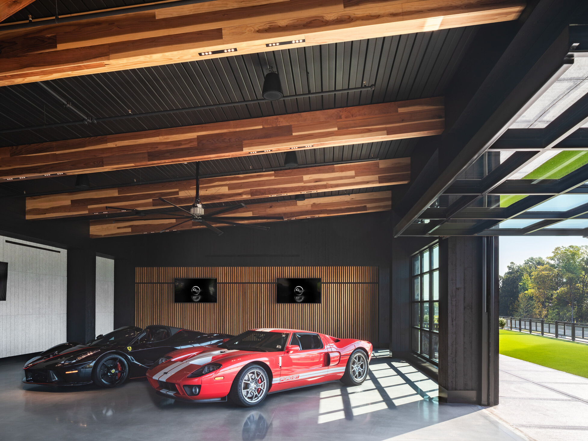 modern luxury sports car garage