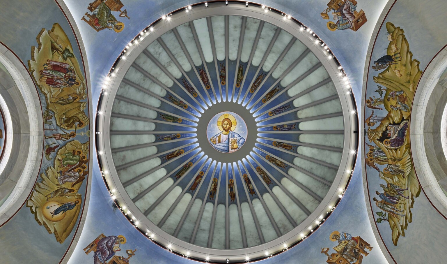 Ceiling of the Saint Nicholas Greek Orthodox Church in New York City showcasing intricate design and painting Ceiling of the Saint Nicholas Greek Orthodox Church in New York City showcasing intricate design and painting