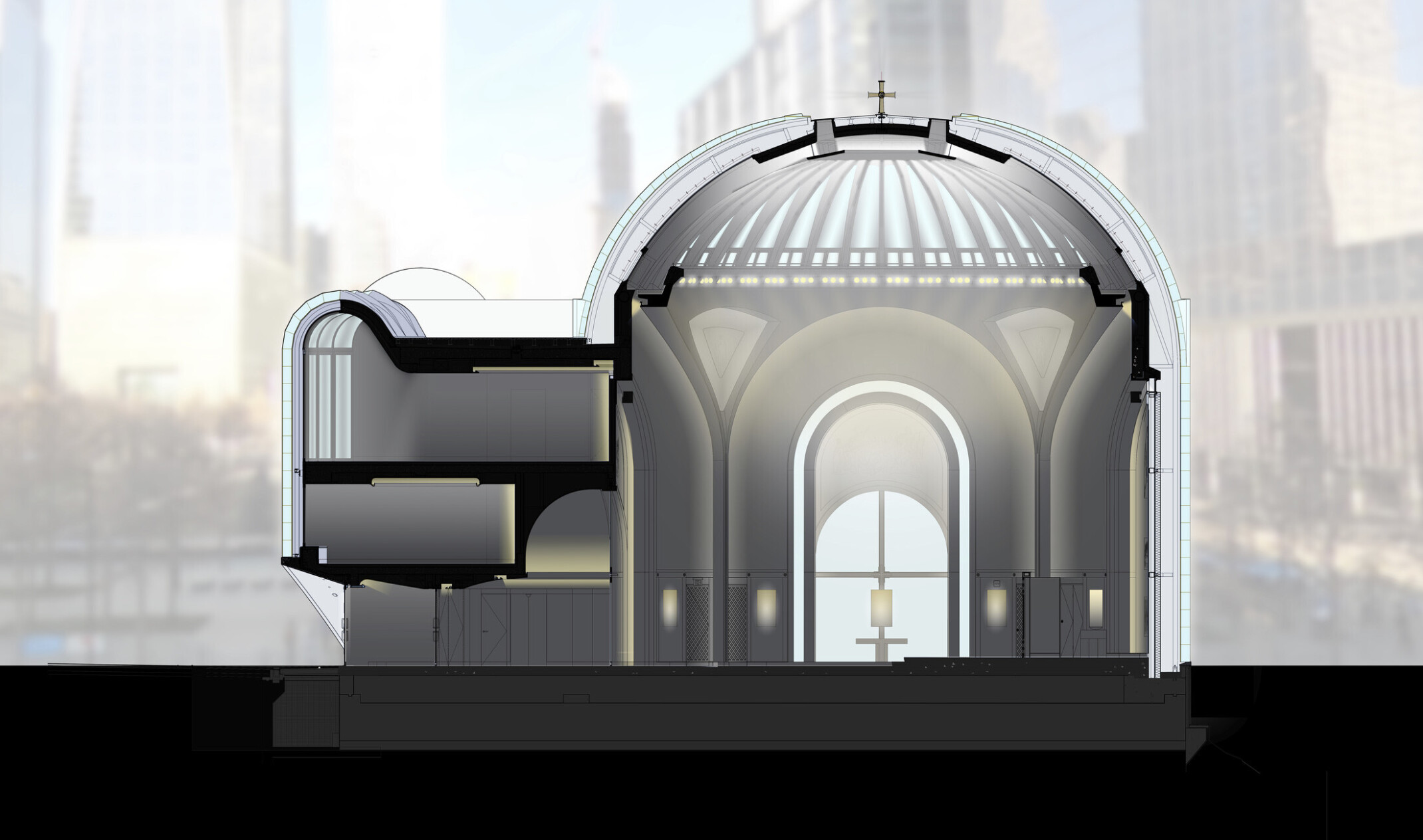 Design of St. Nicholas Church with vaulted ceiling