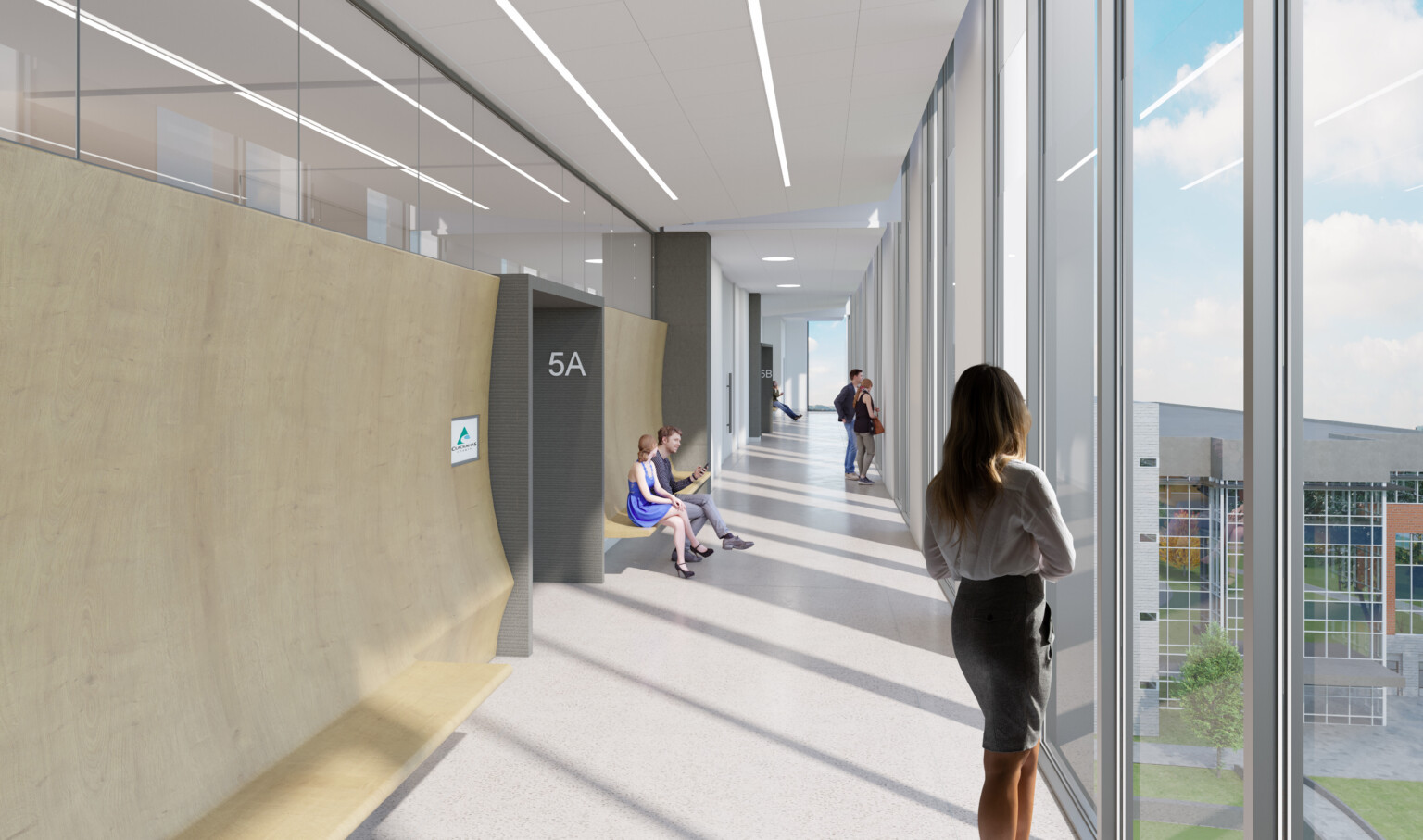 Light-filled hallway in Clackamas County Courthouse