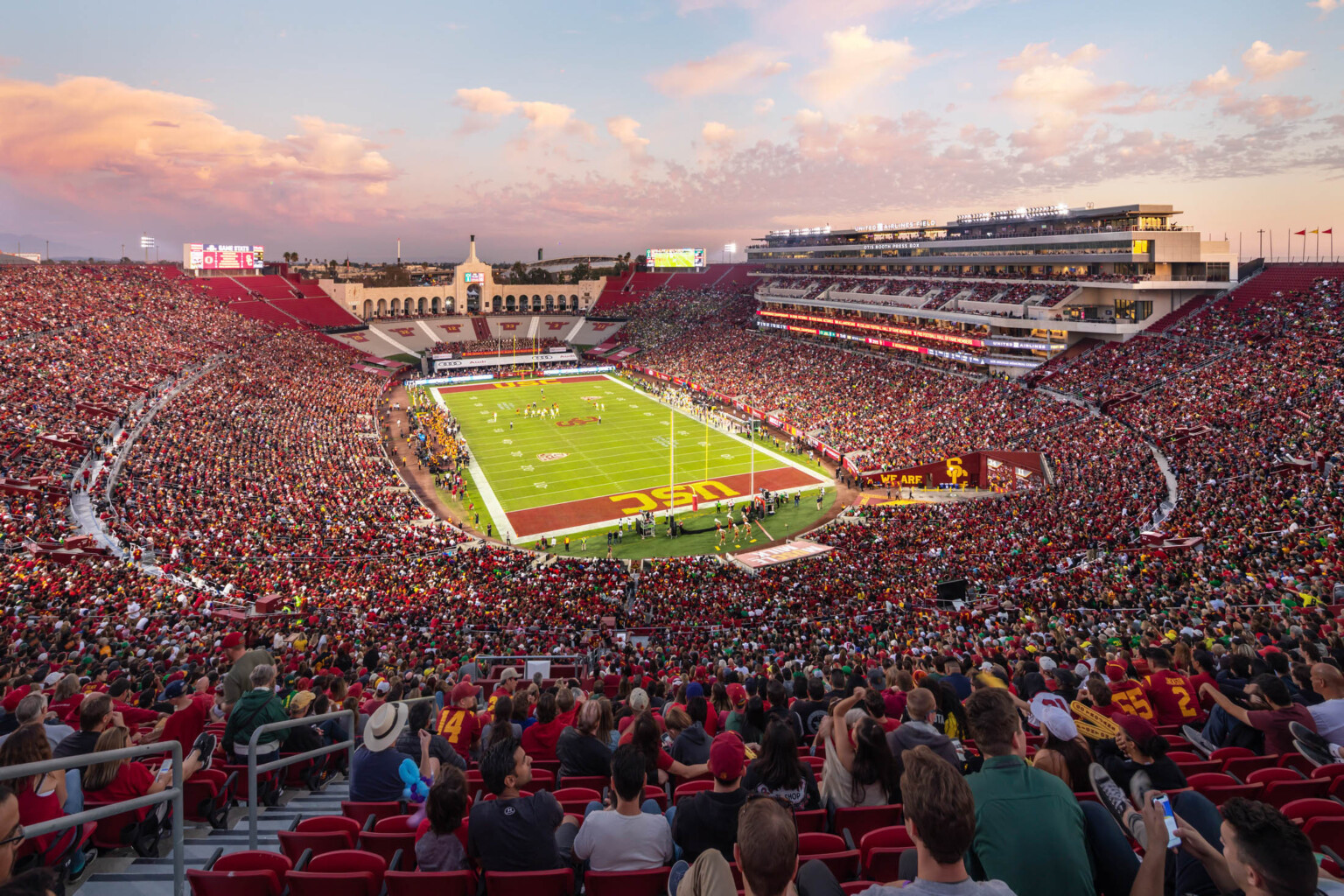 University of Southern California Los Angeles Memorial Coliseum with full bleachers on game day