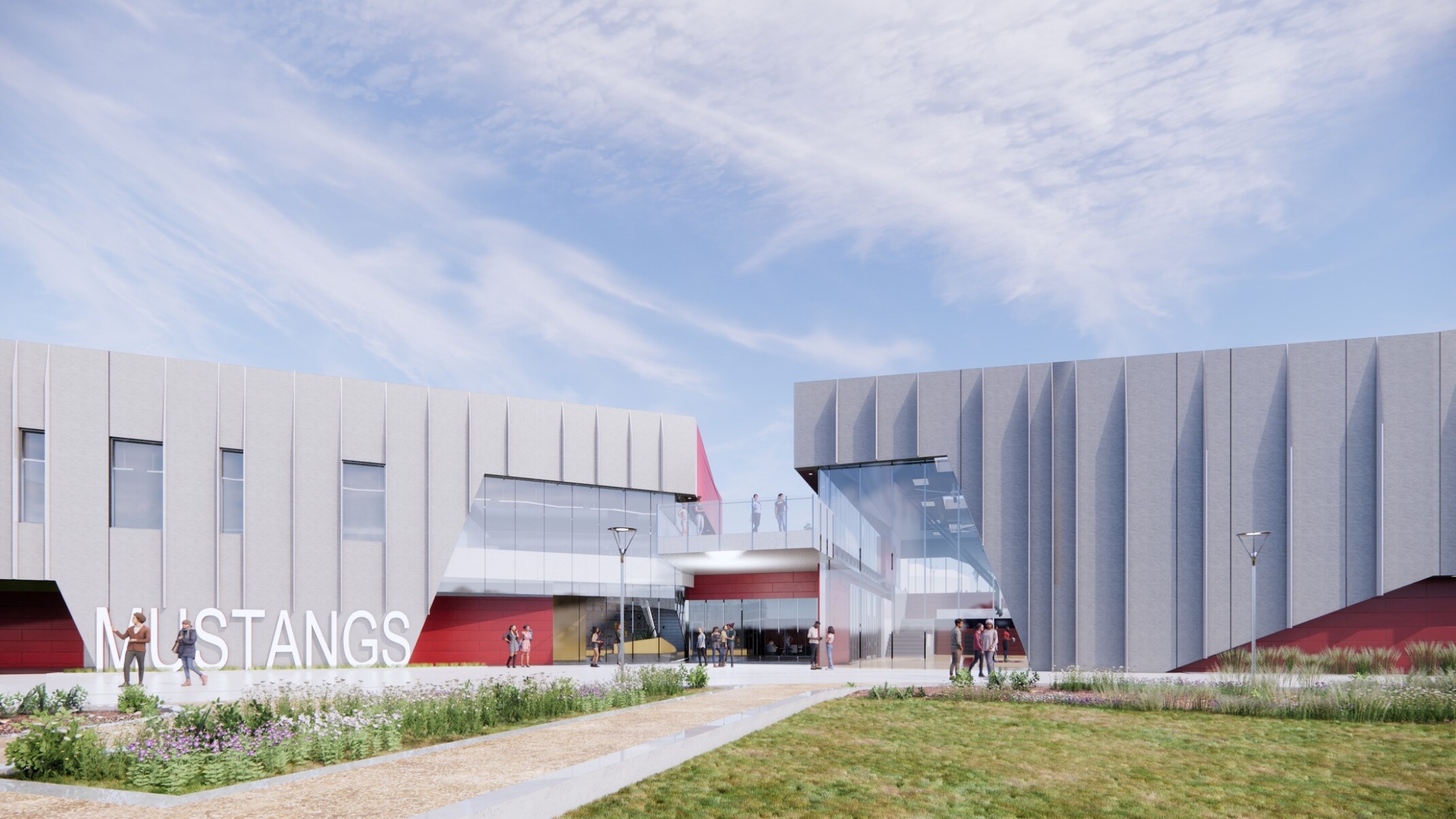 design concept for new Human Performance and Kinesiology school in California; exterior facade blading for passive cooling