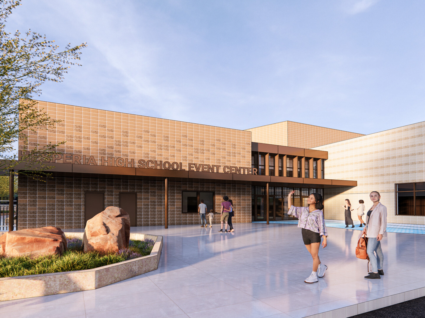 Entrance plaza to the new Hesperia High School Center for the Arts