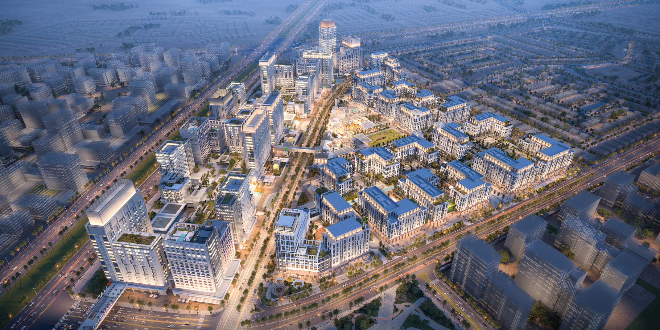 An aerial view of a residential corner in Madinah, KSA