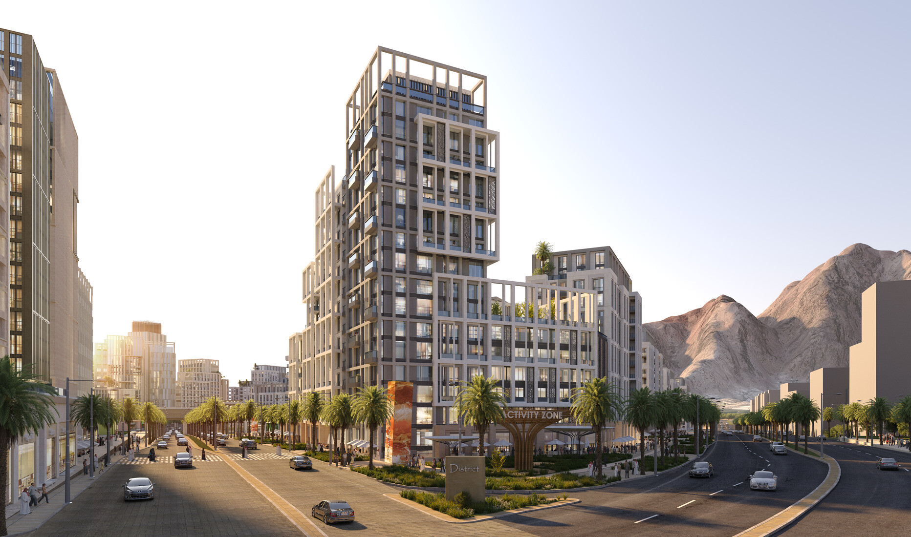 An aerial view of a residential corner in Madinah, KSA