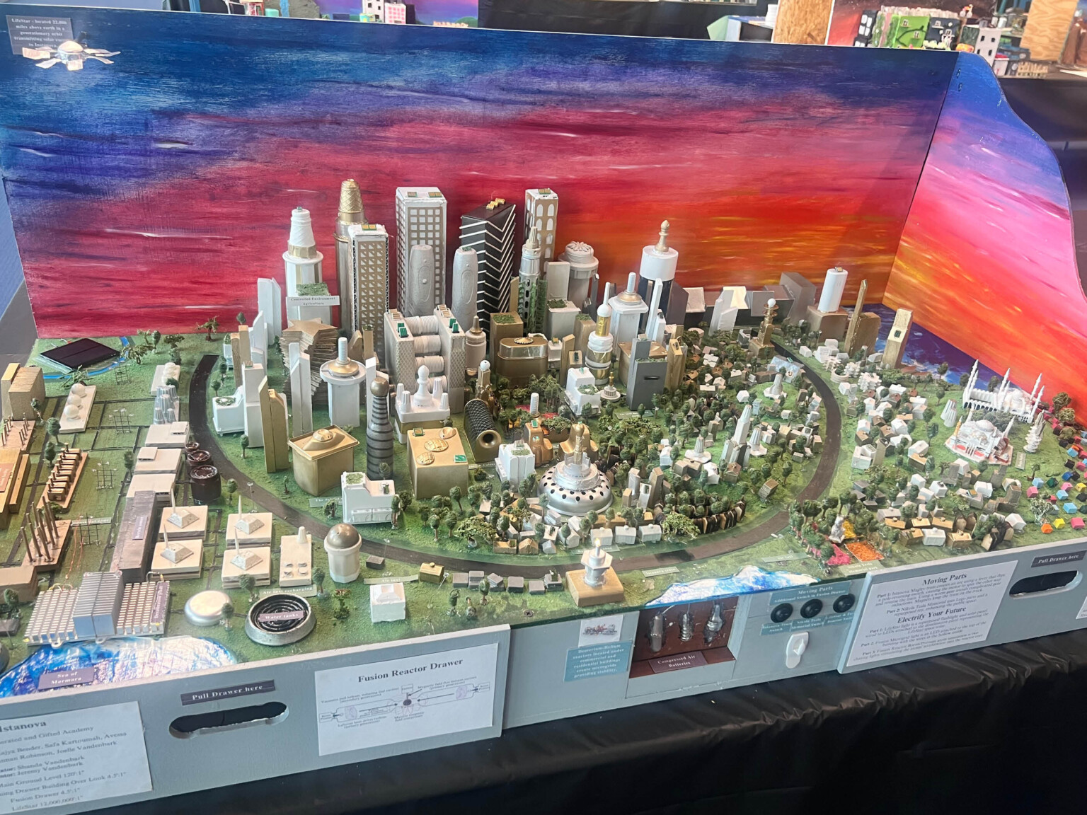 STEM student created model for Future City competition of 100% electrically powered city