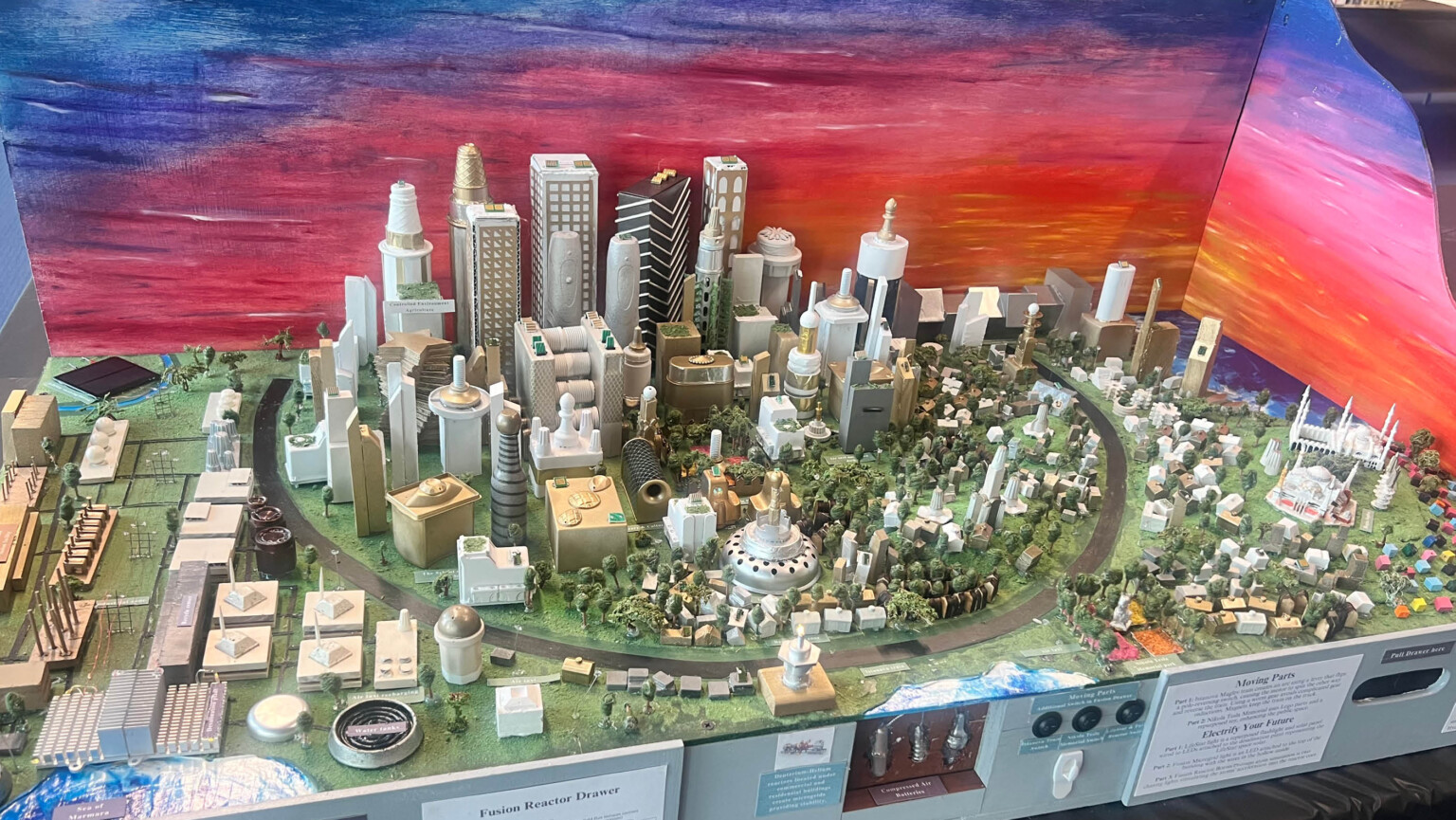 STEM student created model for Future City competition of 100% electrically powered city
