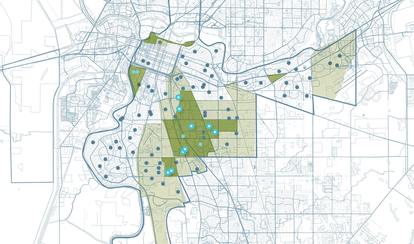 map rendering of Sacramento City Unified School District equity master plan