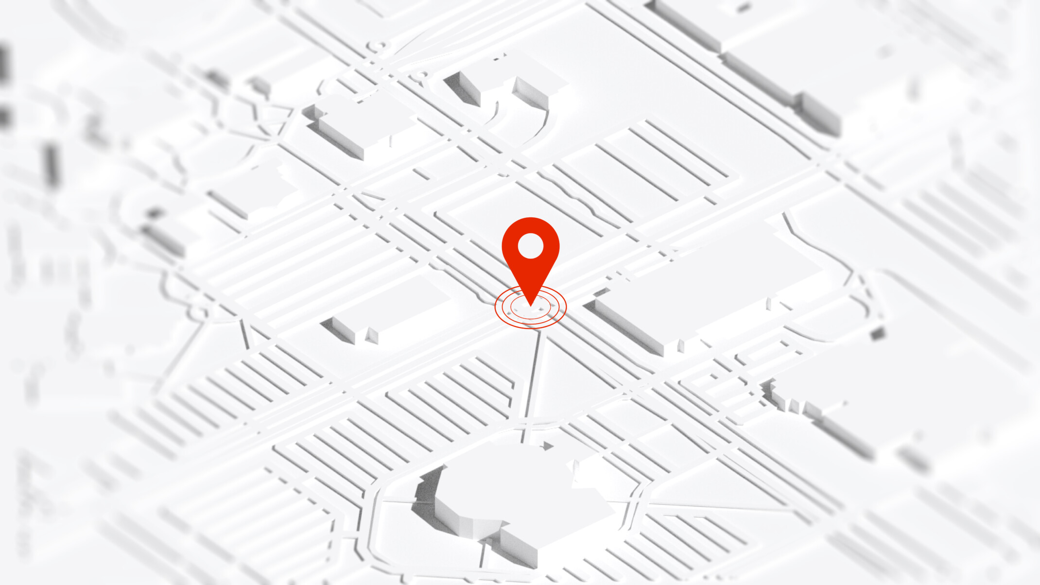 white dimensional map showing location of new Alpin Center at Texas A&M with red pin drop icon