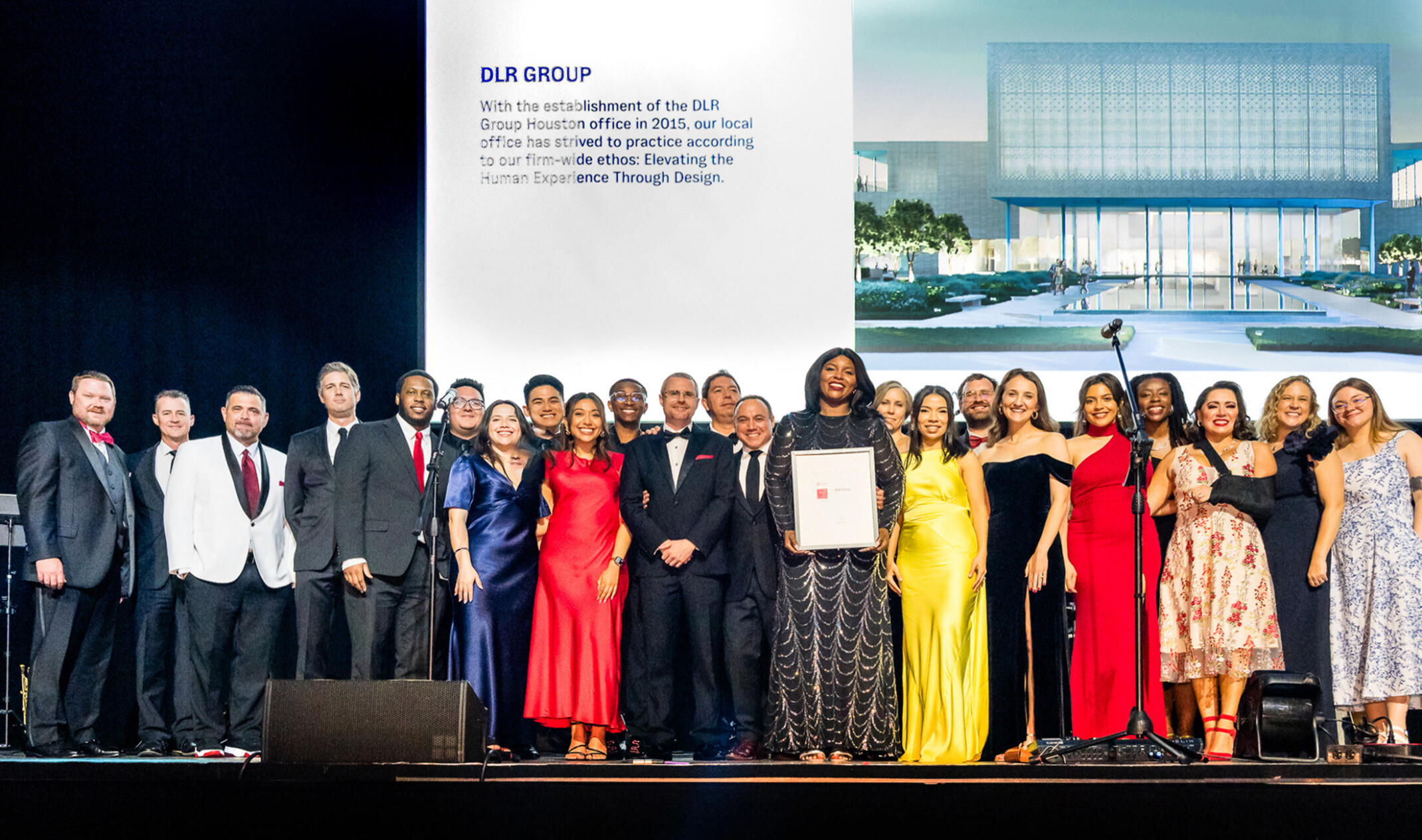 DLR Group Houston office receiving the 2025 AIA Houston Firm of the Year Award