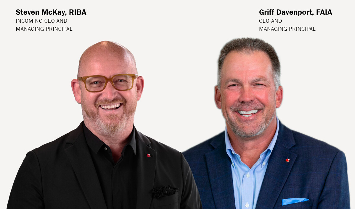 DLR Group's Managing Principal and Incoming CEO Steven McKay, RIBA, and CEO and Managing Principal Griff Davenport, FAIA