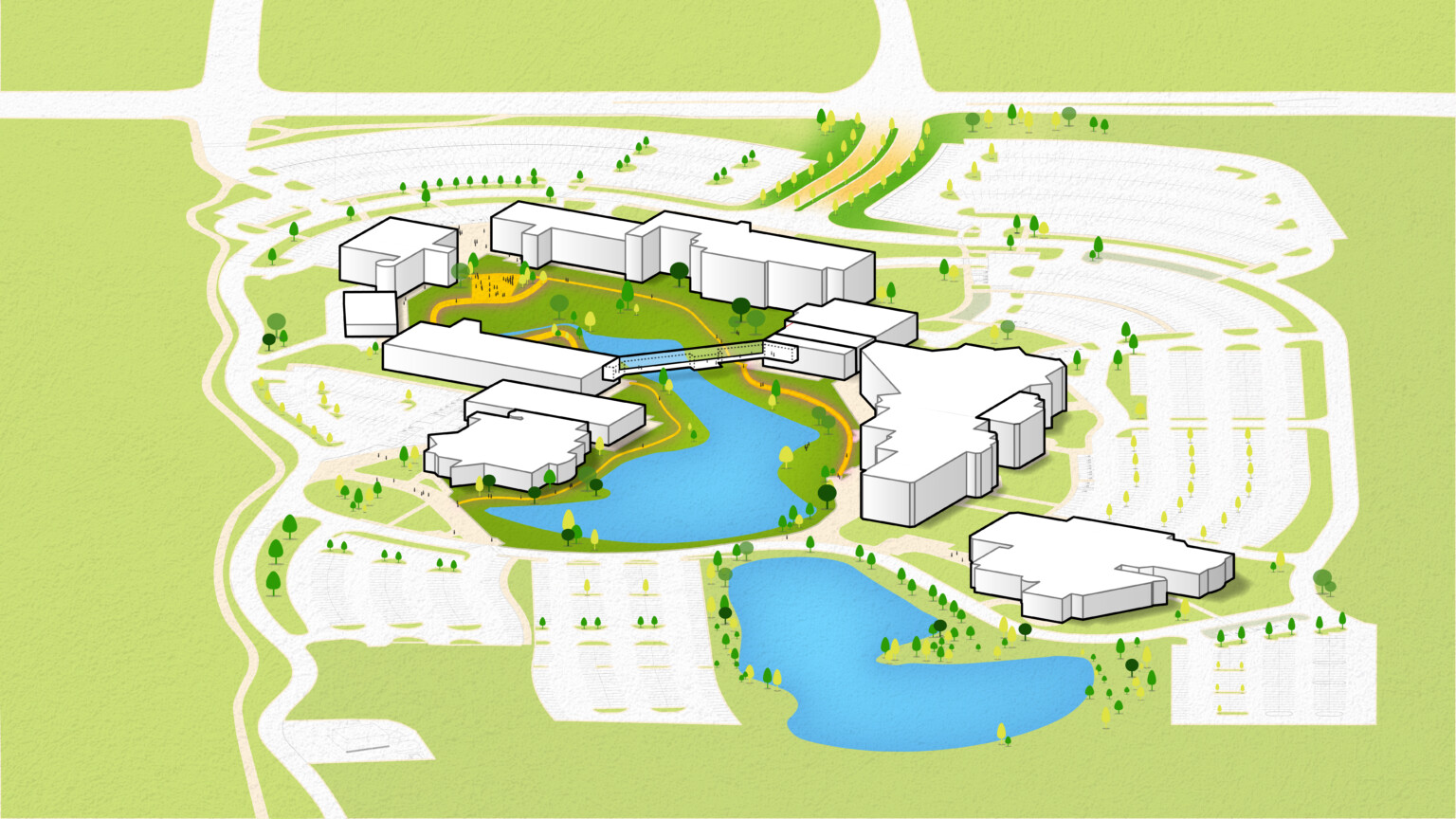 Facilities master plan rendering for Tulsa Community College campus