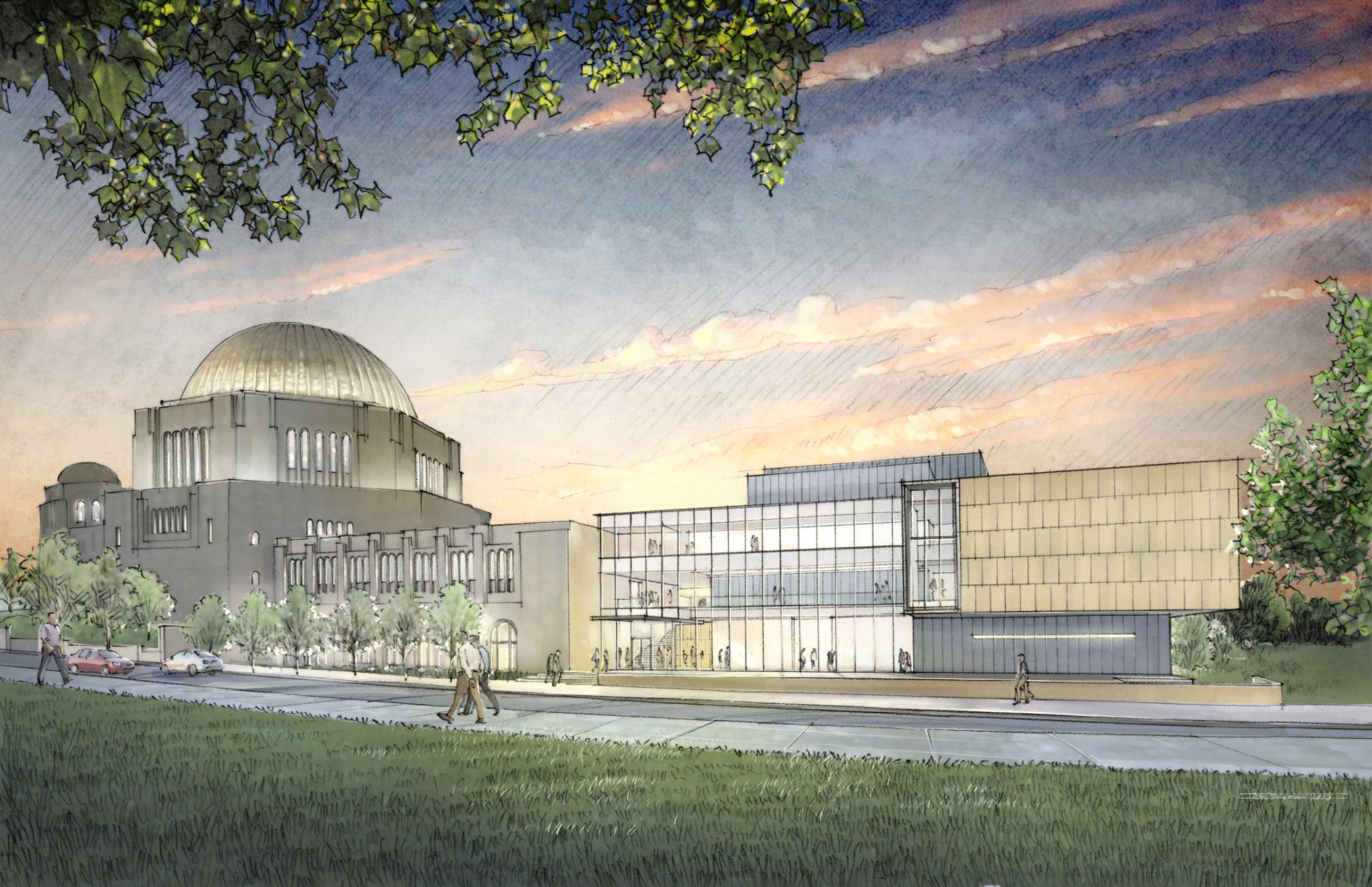 Exterior conceptual design for Case Western Reserve University Maltz Performing Arts Center Expansion