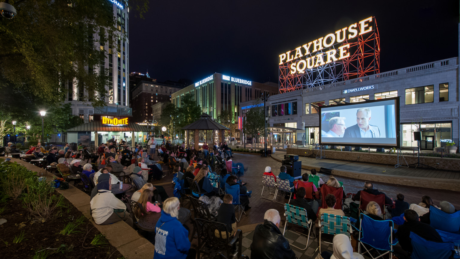 outdoor amphitheater seating at playhouse square
