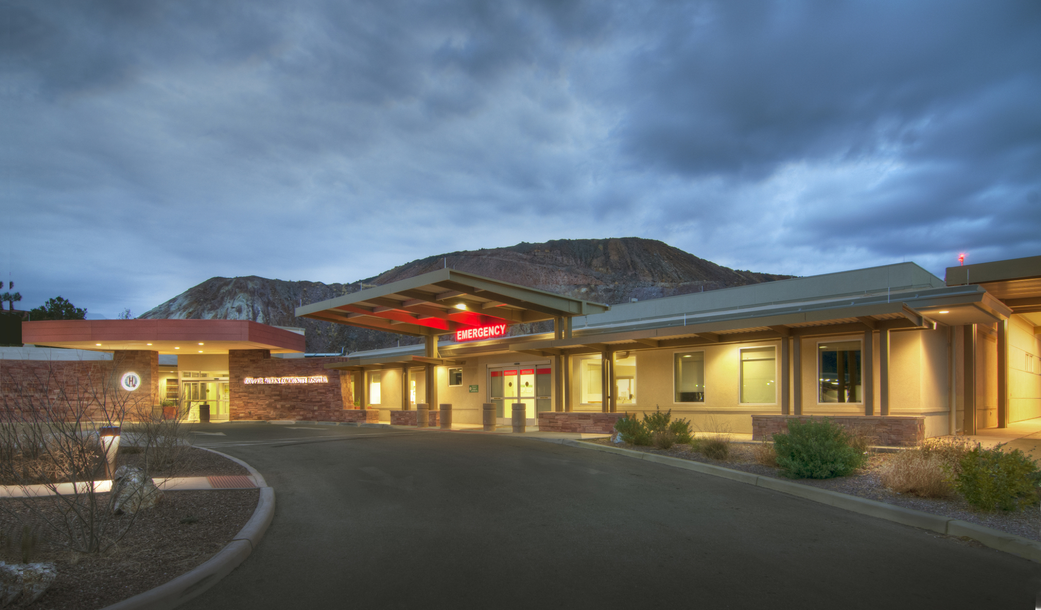 Outside evening view of Copper Queen Community Hospital