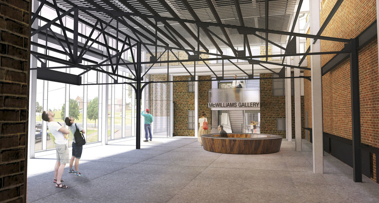 reception area with industrial steel trusses reception area with industrial steel trusses
