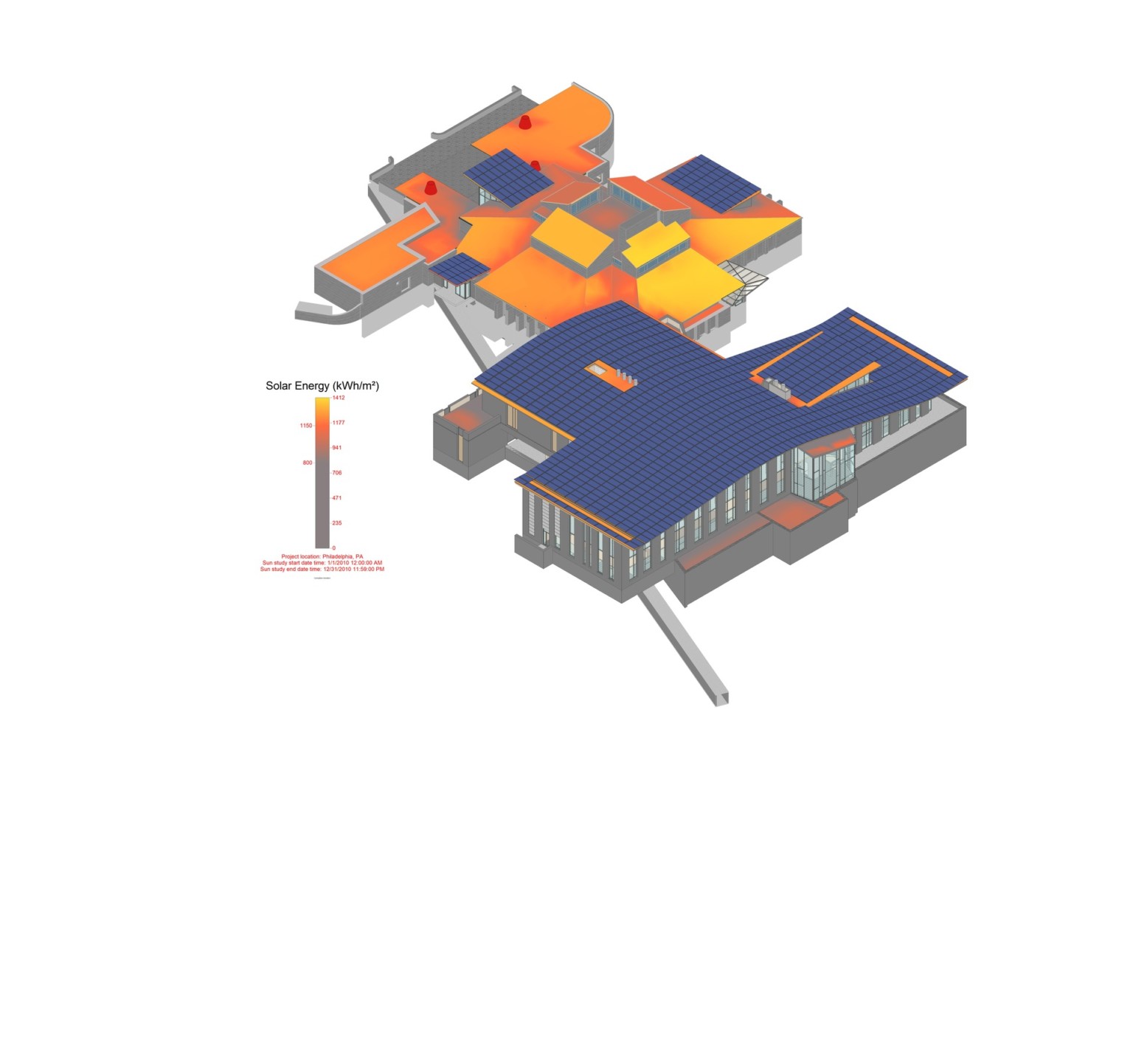 Animated diagram of building with areas labeled and color coded popping up in succession Animated diagram of building with areas labeled and color coded popping up in succession