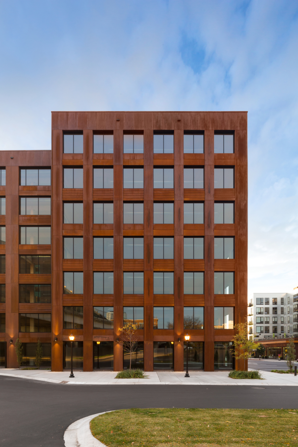 looking at the first mass timber T3 building in the US with warm exterior facade looking at the first mass timber T3 building in the US with warm exterior facade