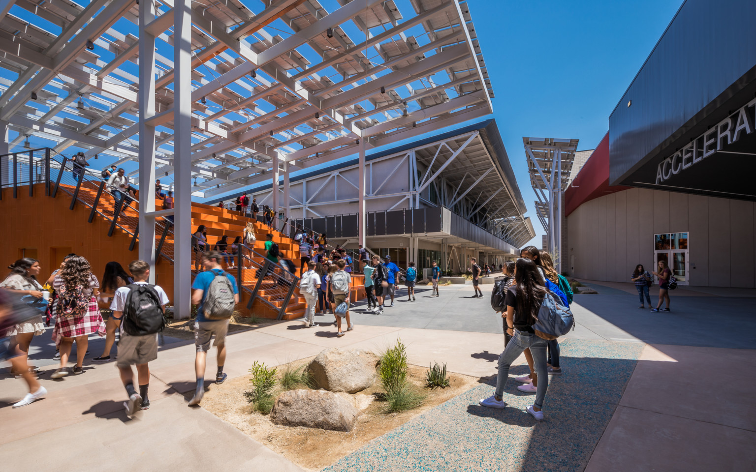 outdoor multifunction space at a STEM high school in the southwest united states
