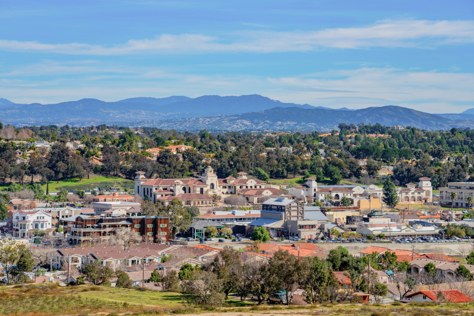 Riverside california skyline with the sierra madre mountains in the background