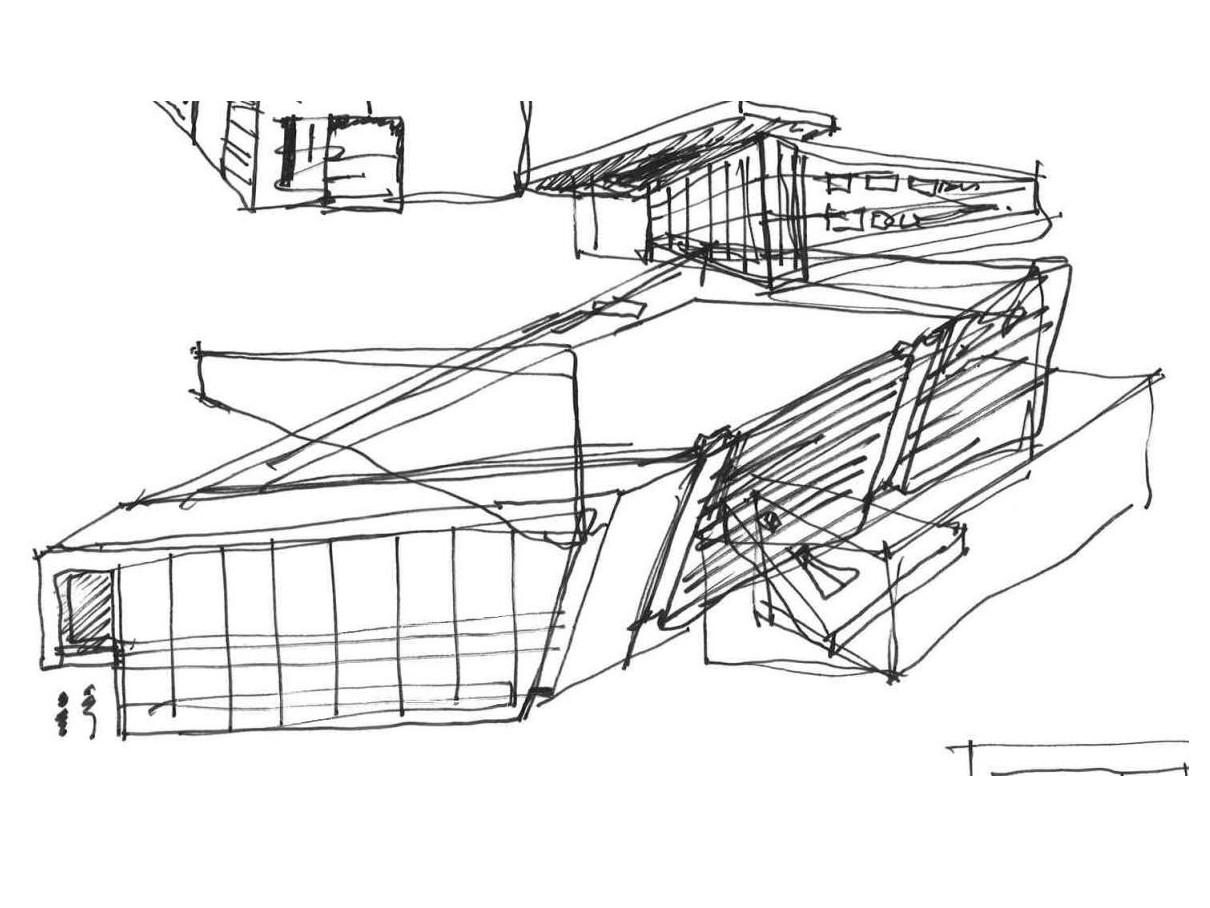 Architectural sketch of initial building design